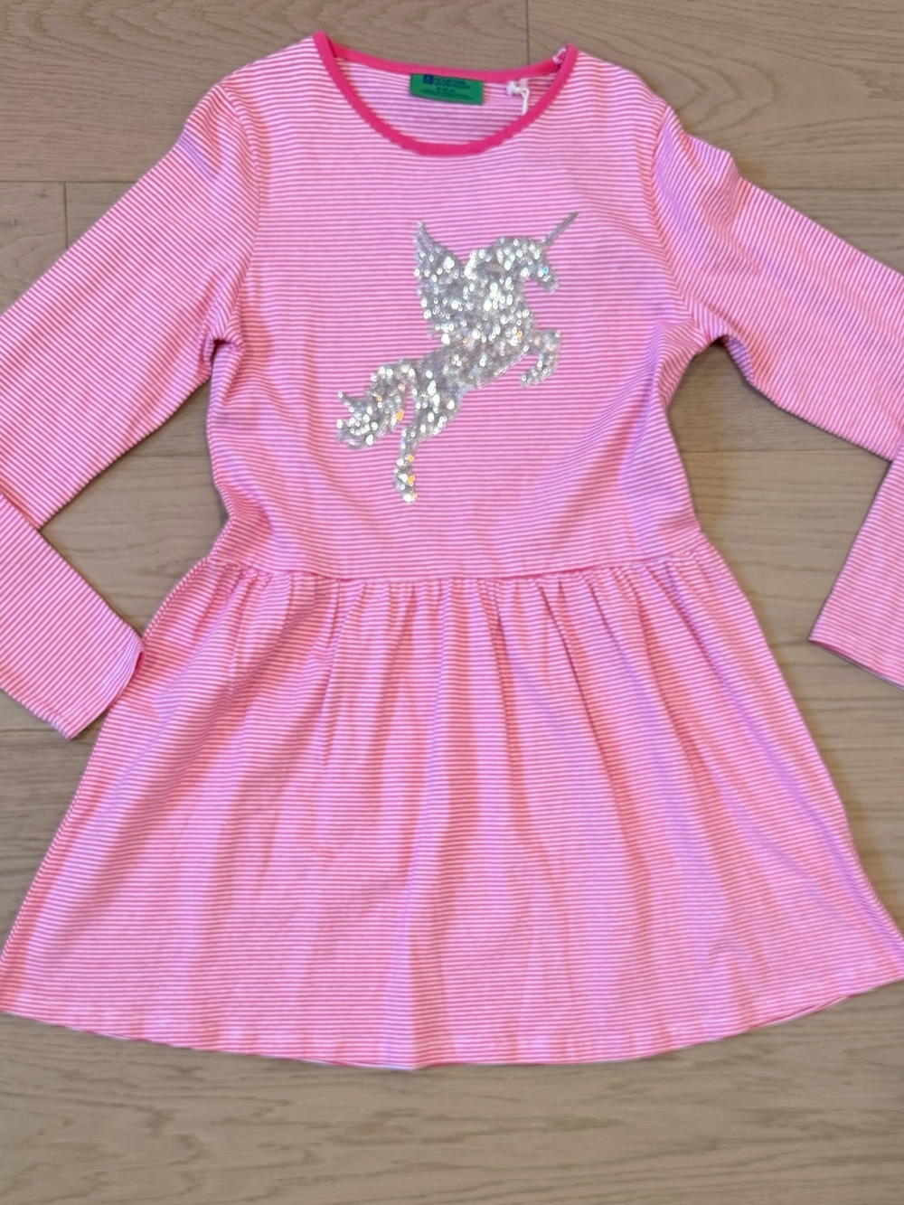 Pink Striped Unicorn Sequin Kids Dress - NWT